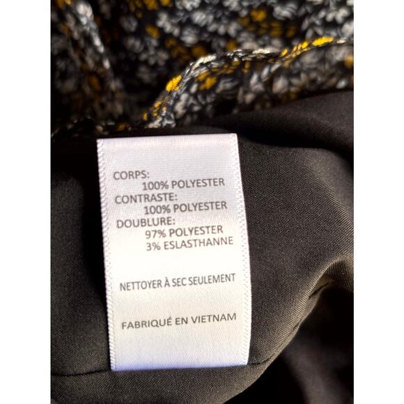 Ruched Minidress M Black Floral V-Neck Puff Sleeve Party Cocktail - Picture 6 of 6